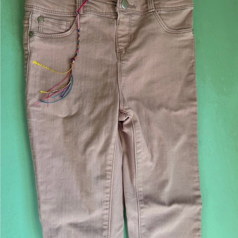 DKNY Girls Pink Skinny‎ Jeans Double Button Stretch Denim Size 10 Tassel Detail